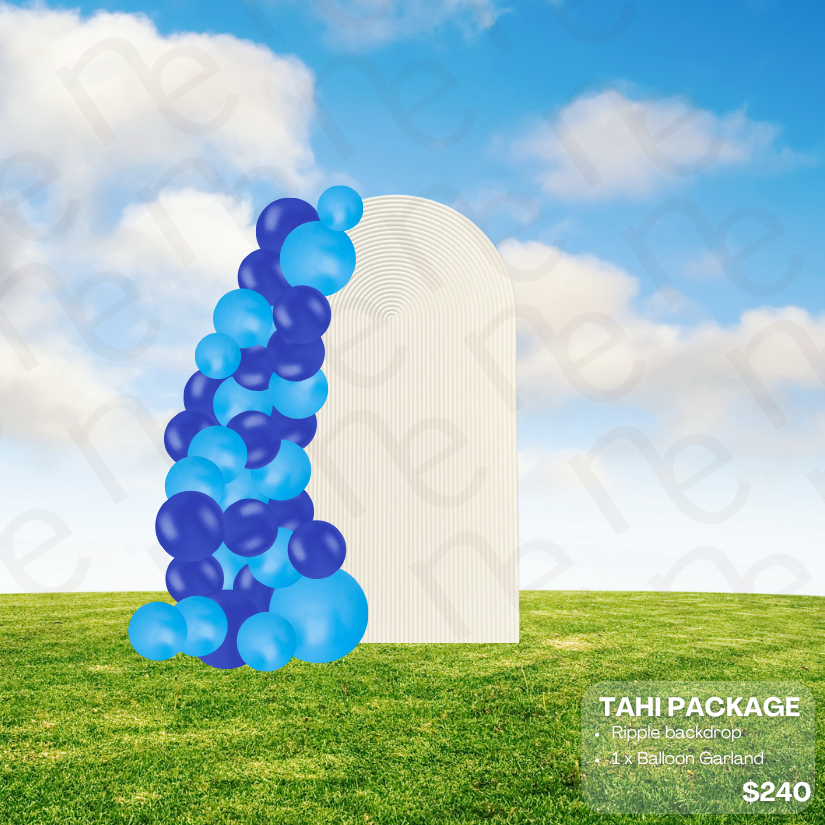 Tahi Package | Ripple Backdrop & Balloon Garland Hire Blenheim | Nōhia Events